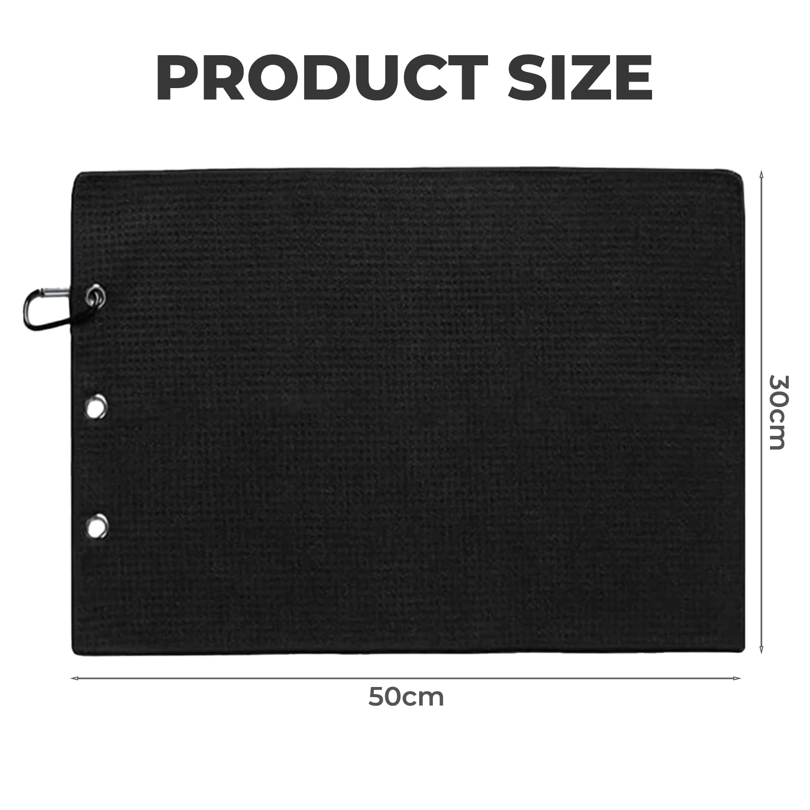 2 Stück Golf Handtuch,Golf Handtucher,Golfhandtuch,Golf Reinigungstuch mit Clip für Golf Yoga Camping Gym 30×50CM,Schwarz