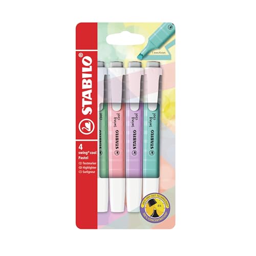 Amazon.co.jp: スタビロ 蛍光ペン スイングクール パステル 4色セット