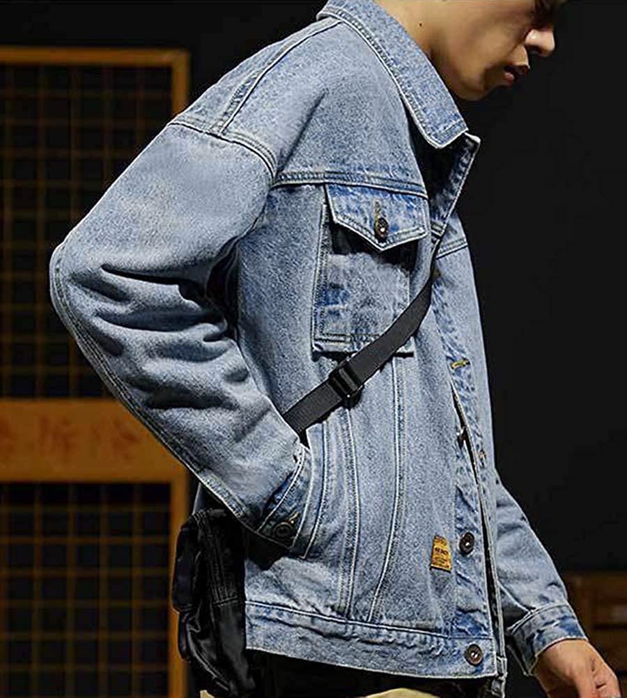 Tomwell Giacca Jeans Uomo Manica Lunga Casual Denim Giubbini Cappotti Oversize Strappata Giacche Giubbotto Uomini Moda Streetwear Autunno Cappotto Leggero Giaccone da Lavoro