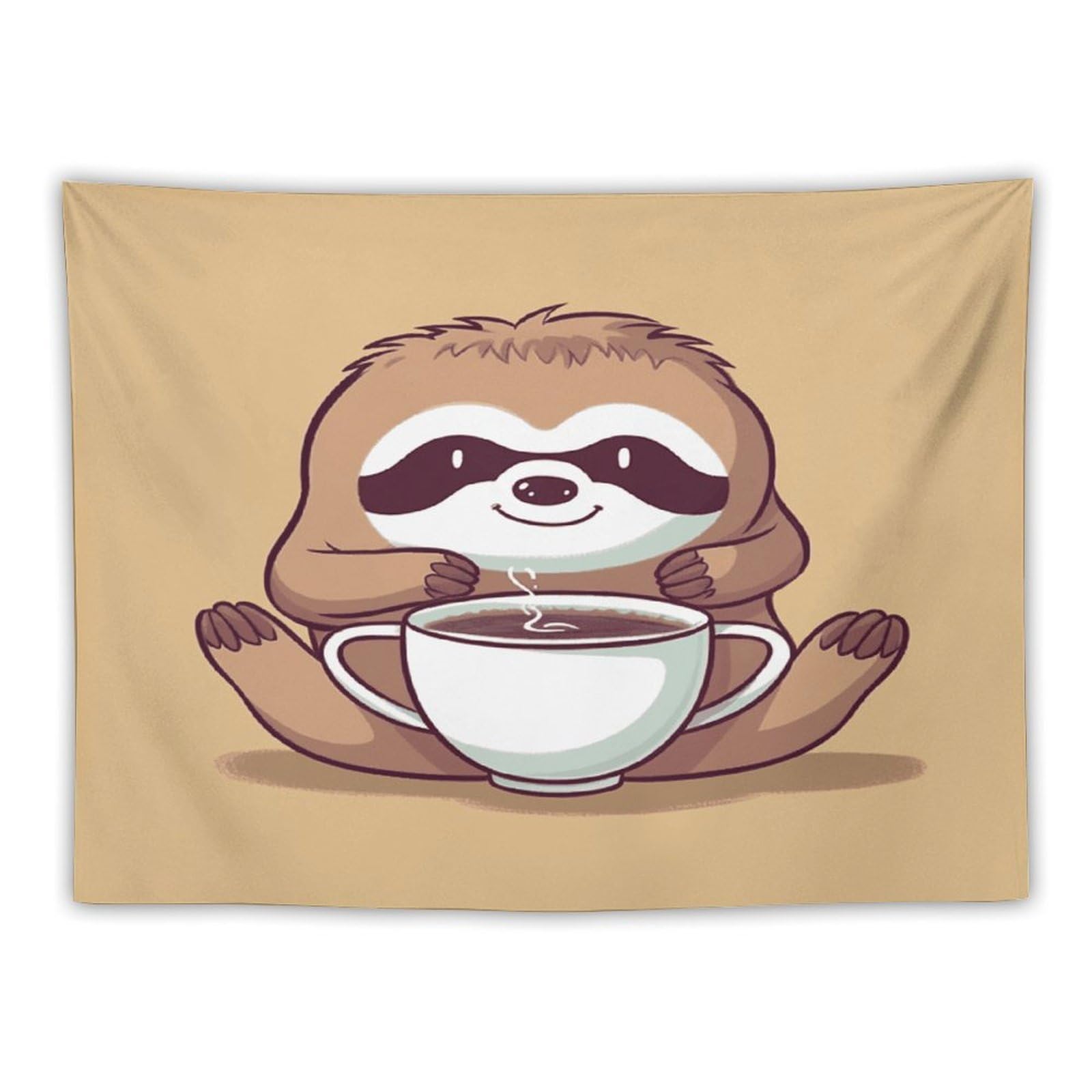 LDGSUPH Yoga Sloth Coffee Tapestry Wall Hanging Decor Anti-fading Aesthetic Wall Tapestries Fashion Wall Blanket Decor Modern Wall Art Tapestry for Bedroom Home Decor 30"x40"