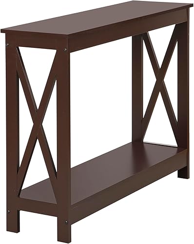 Miniatura 25 de Mesa auxiliar de sofá de 2 niveles, mesa consola estrecha con estante para entrada, pasillo, sala de estar, 39.4 pulgadas de largo x 11.8 pulgadas