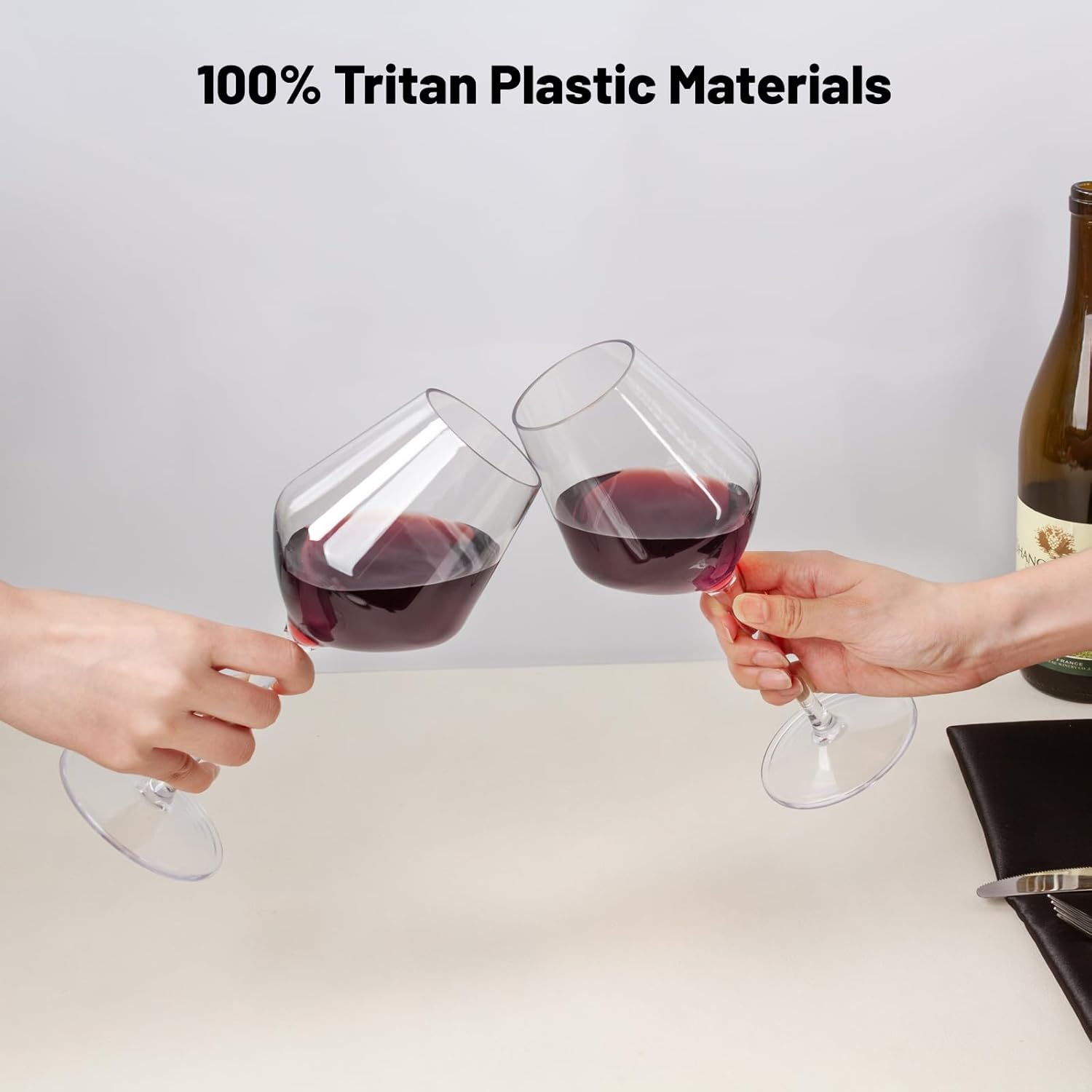 Wine Glasses Set of 4, 15oz Unbreakable Plastic Stemmed Wine Glasses for Red or White, BPA Free, Reusable for Outdoor Camping, Parties, Home Bar, Unique Gift for Christmas, Wedding, or Birthday - Image 9