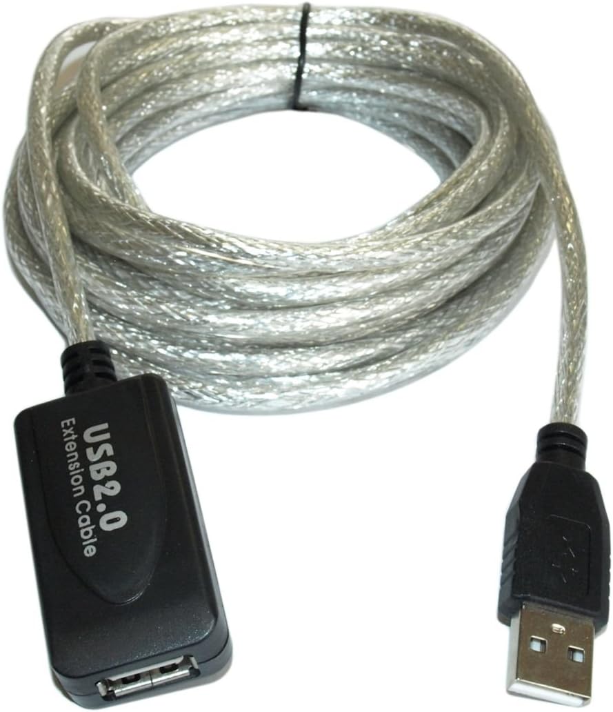 MyCableMart 16ft USB 2.0 480Mbps Active Extension Cable, Metalic Clear