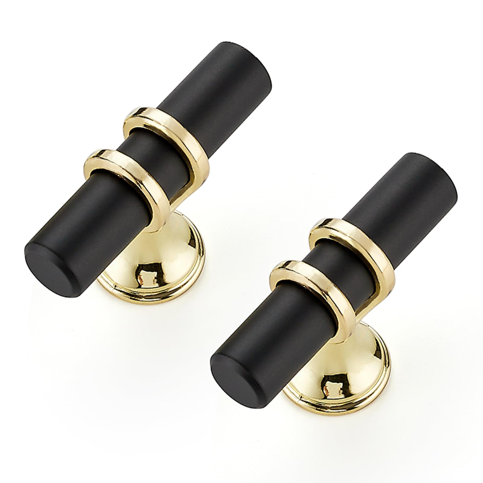 10 Pack Black&Gold Cabinet Knobs, 2in Length T Bar Drawer Knobs