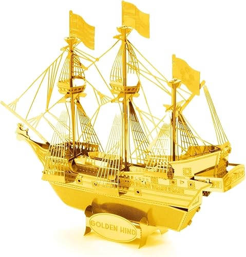 Miniatura 3 de Metal Earth Golden Hind Gold Version 3D Kit de modelo de metal con pinzas Fascinaciones