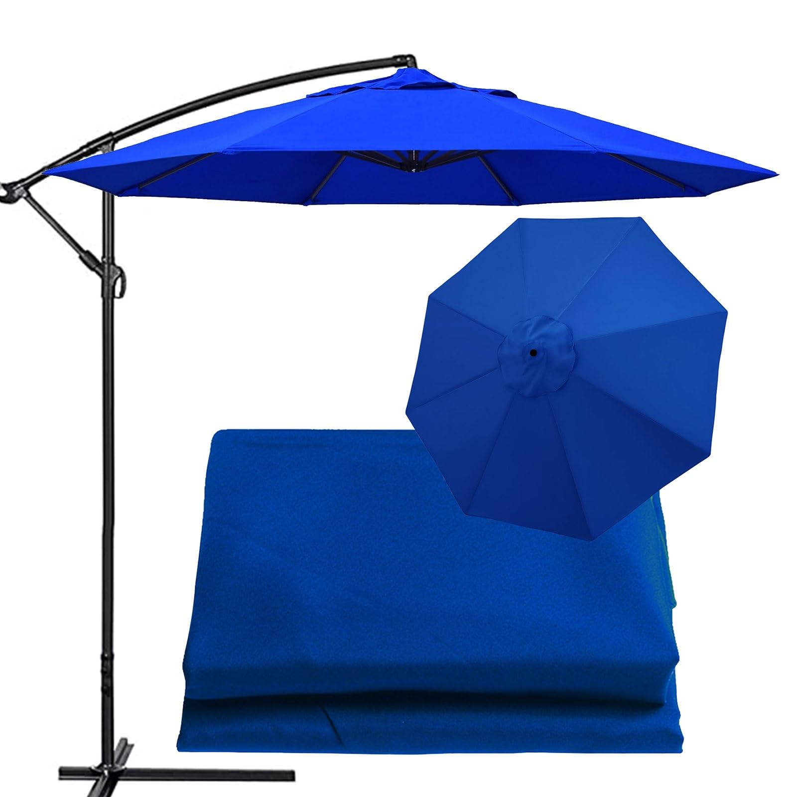 Garden Replacement Parasol Canopy 9ft 10ft 6 Arms 8 Arms Patio Umbrella Replacement Fabric Cover, Umbrella Top Replacement Cloth, For Standard, Cantilever & Balcony Parasols(Thickness:Blue,Size:10ft-6