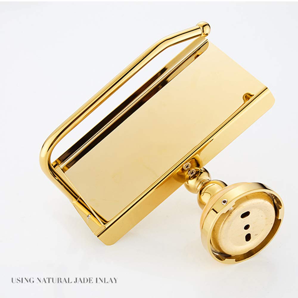 Europeo Di Porta Carta Igienica Muro D'ottone Montato Moderno Supporto Del Tessuto Rotolo Di Accessori Da Bagno Con Supporto Mensola Del Telefono Per L'hotel Bagno Camera Da Letto, L'oro,Sapphire