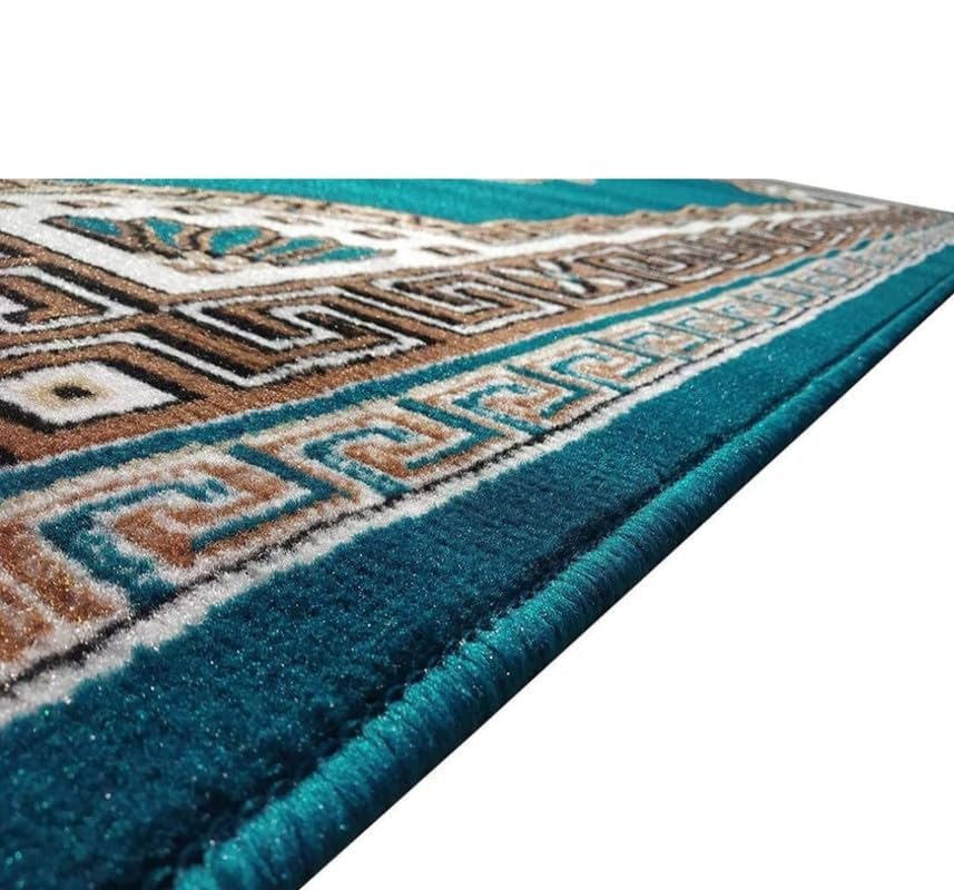 Image of Floral Design Acrylic Polyester Carpet for Living Room 6x8 Feet Color Blue(180x240Cm), Large Rectangle