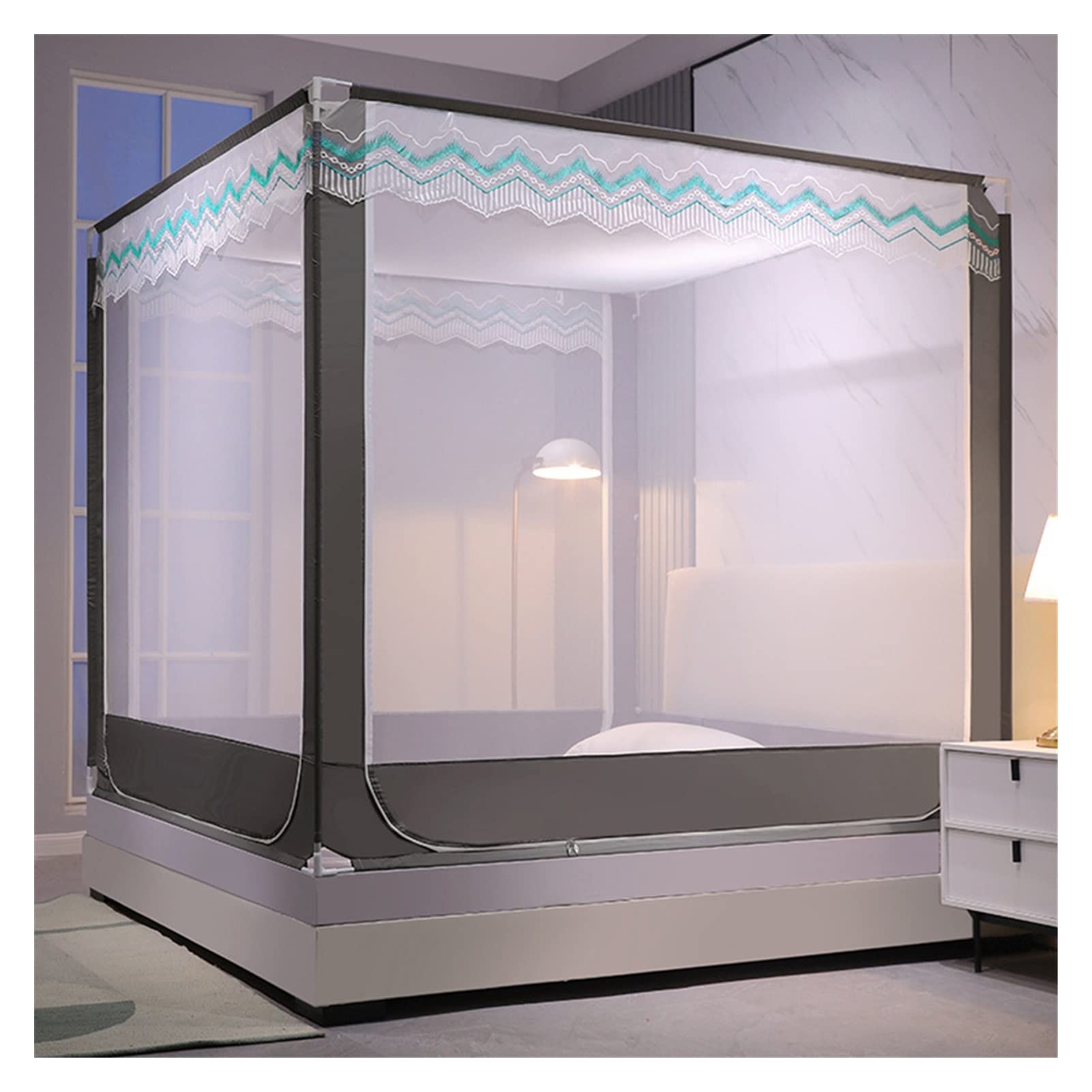 GJMSSMY Portable Mosquito Net bed Canopy Camping Travel Home Anti Mosquito Tent Mosquito Net for Adult Bottom Sleep Outdoor (Color : Grey, Size : 180WX200LX170H)