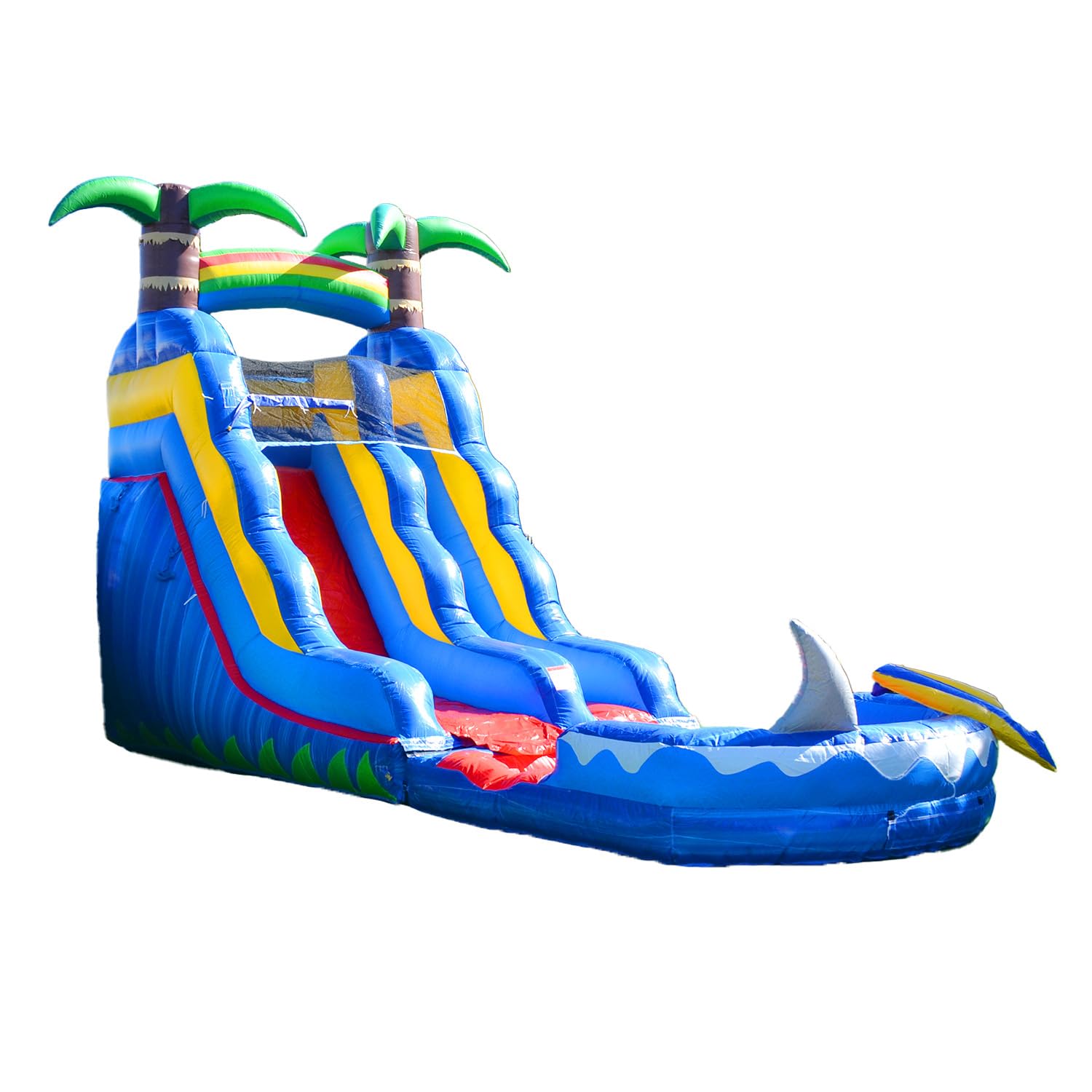 HeroKiddo 15’ Ocean Shark Commercial Grade Lightweight Premium Water Slide with Detachable Pool for Kids and Adults (with Blower), Wet Dry Combo, Big Inflatable, Outdoor Indoor, Birthday Party Rental