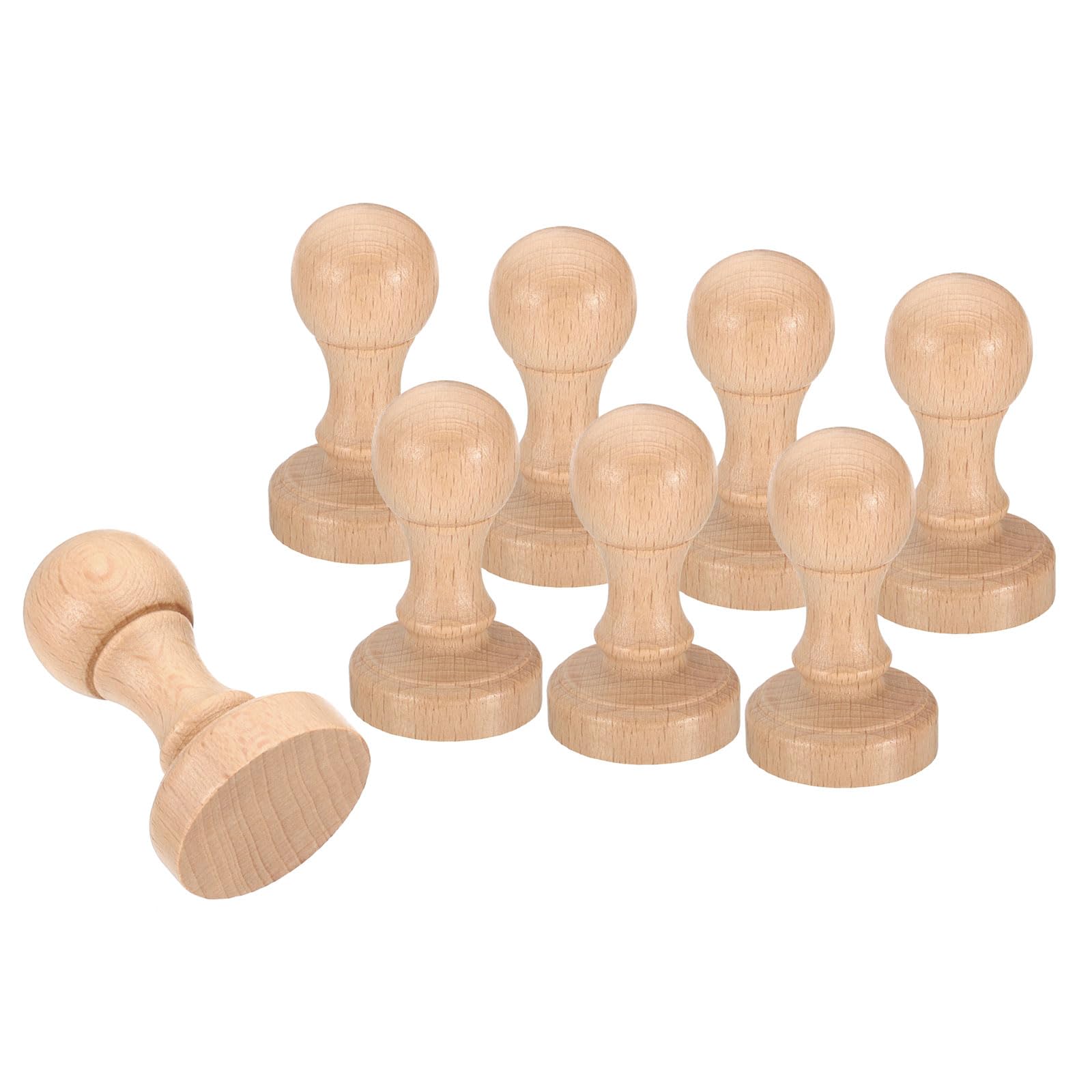 PATIKIL 35mm Stamp Wood Round Handle, 8 Pack Wooden Knobs Stamp Mounts Drawer Pulls for Stamp Making DIY Crafting Scrapbooking Brown