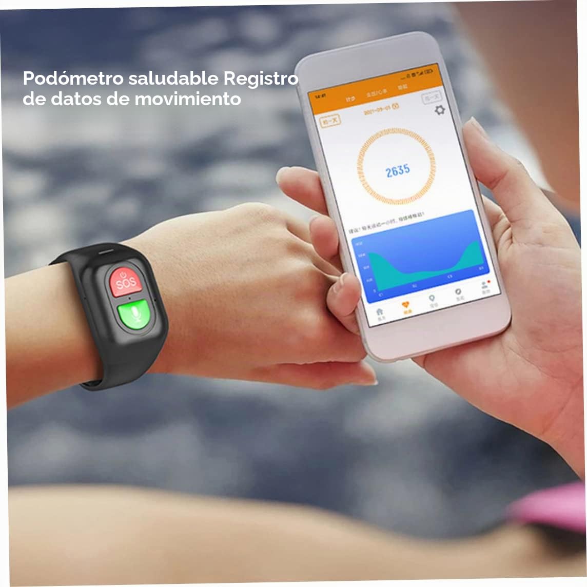 Pulsera SOS Pulsera de Seguimiento GPS Ubicación Llamada de Emergencia Rastreadores de Actividad física Reloj para Personas Mayores Niños Negro