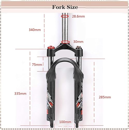 Miniatura 4 de BUCKLOS 20 pulgadas bobina plegable bifurcación suspensión bifurcación, viaje 1.969 in 1.126 in tubo recto sin rosca QR 0.354 in corona bloqueo