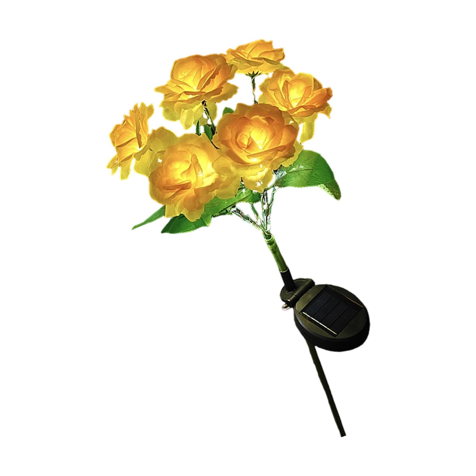 Kaeltsyn Solar Pathway Light Rose Shape Landscape ABS Stainless Steel Texture Suitable for Walkway Waterproof Solar Flower