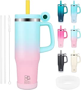 Farberly 6er Set Isolierbecher Mit Strohhalm - 1200ml Edelstahl Thermobecher