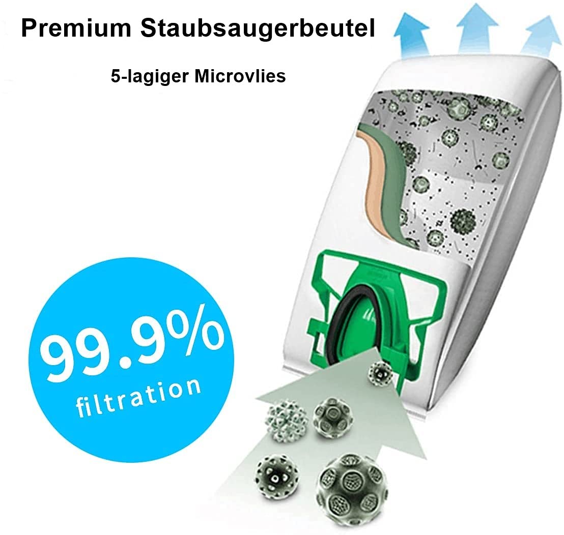 12 JaTop Microvlies Staubsaugerbeutel - 5-lagig Für Vorwerk Kobold VK200