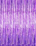 GOER 3.2 ft x 9.8 ft Metallic Tinsel Foil Fringe Curtains for Party Photo Backdrop Wedding Decor (Purple,1 Pack)