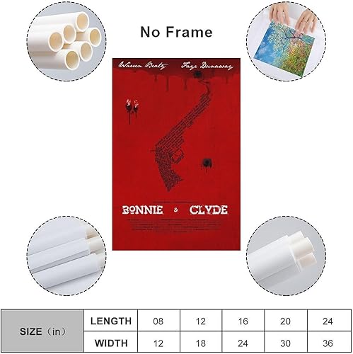 Miniatura 2 de Bonnie And Clyde Movie Warren Beatty Faye Decor Wall (8) Lienzo Pintura Póster de arte de pared para dormitorio, sala de estar, 16 x 24 pulgadas