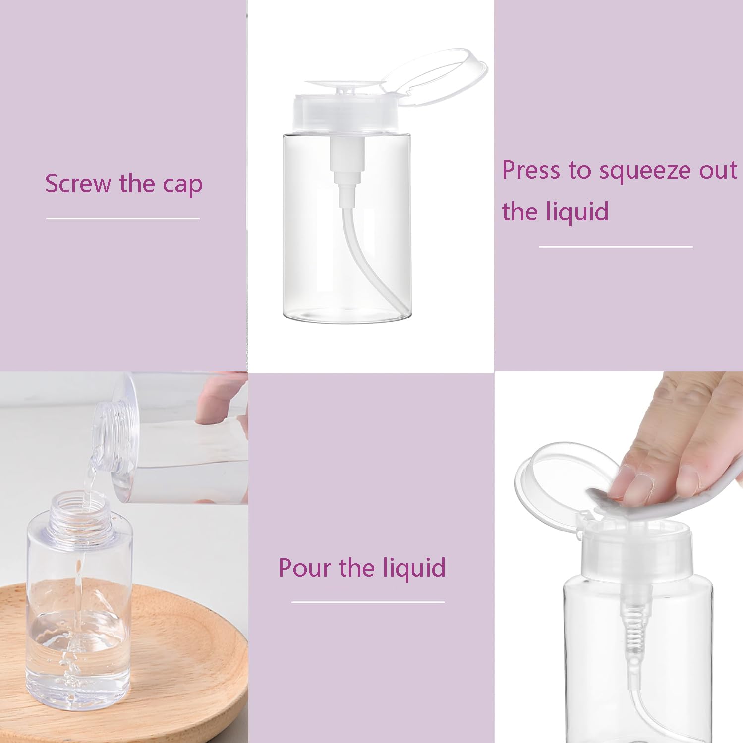 MFUOE 2 pz 150 ml Nail Polish Remover Pompa Dispenser Bottiglia Vuoto Push Down Detergente Bottiglia Contenitore Per Trucco Rimozione Bottiglie Liquide