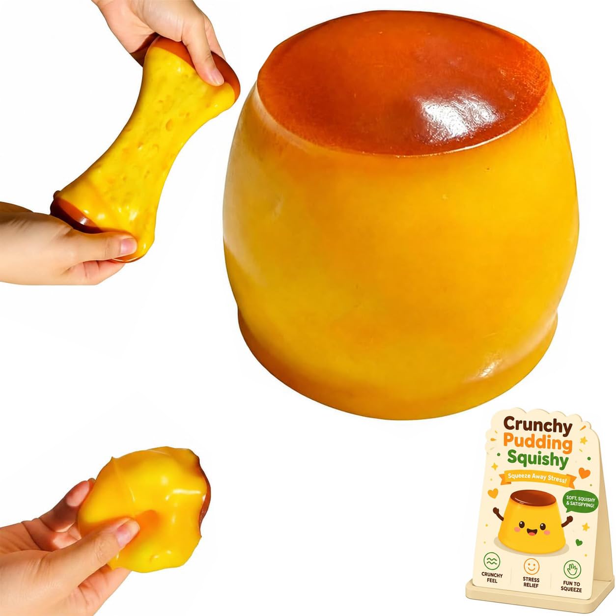 Crunchy Potato Squishy ASMR Bead Filled Realistic Food Stress Ball Squeeze Moldable Slushy Asmr Realistic Taba Handmade Non Rebound Sticky Silicone Dessert Adults Party Favor (Pudding, 1PCS) — image 1