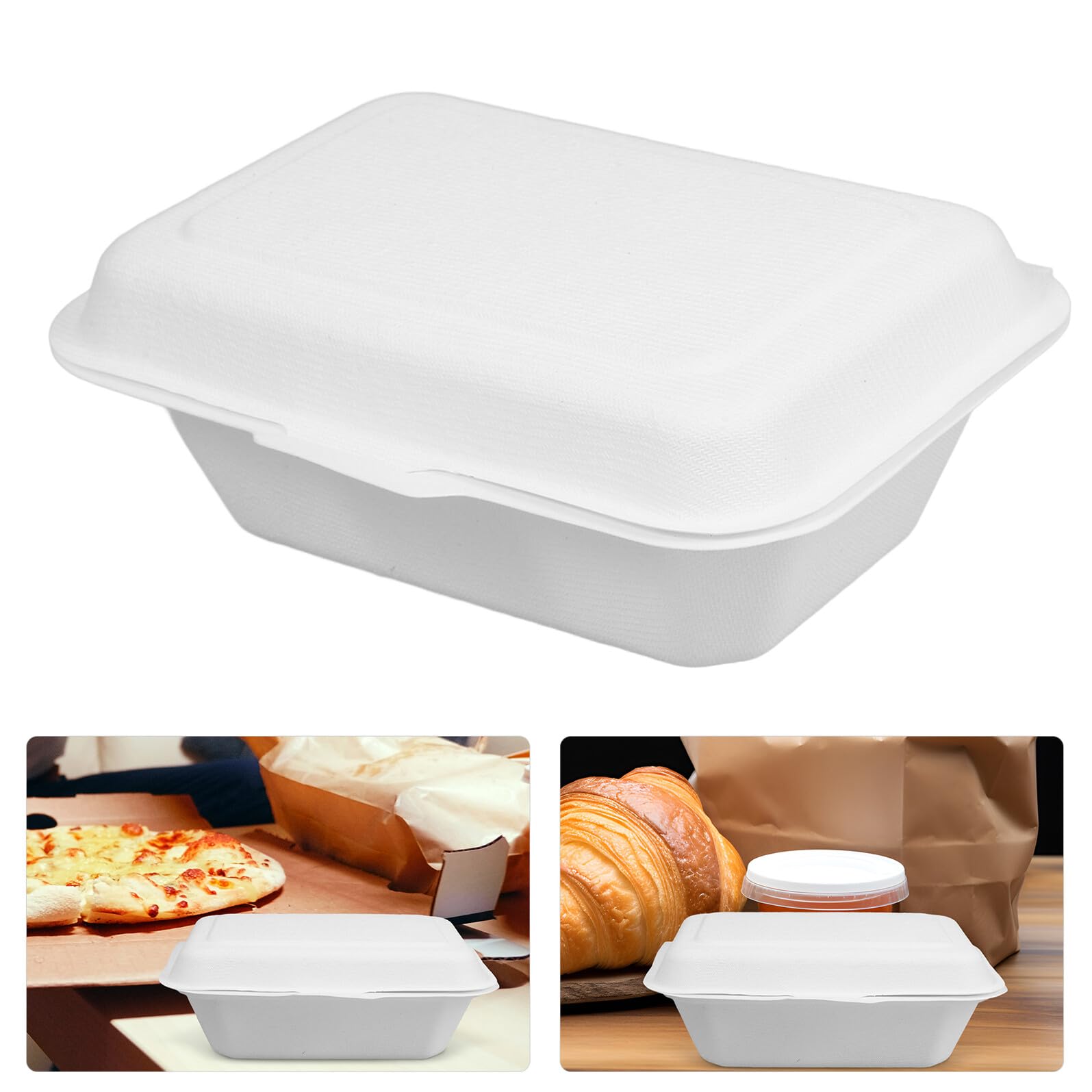 Uonlytech Scatole Usa e Getta da 600ml, Confezione da 50 Pezzi in Carta Bianca per Alimenti per Packaging Dolci e Take Away