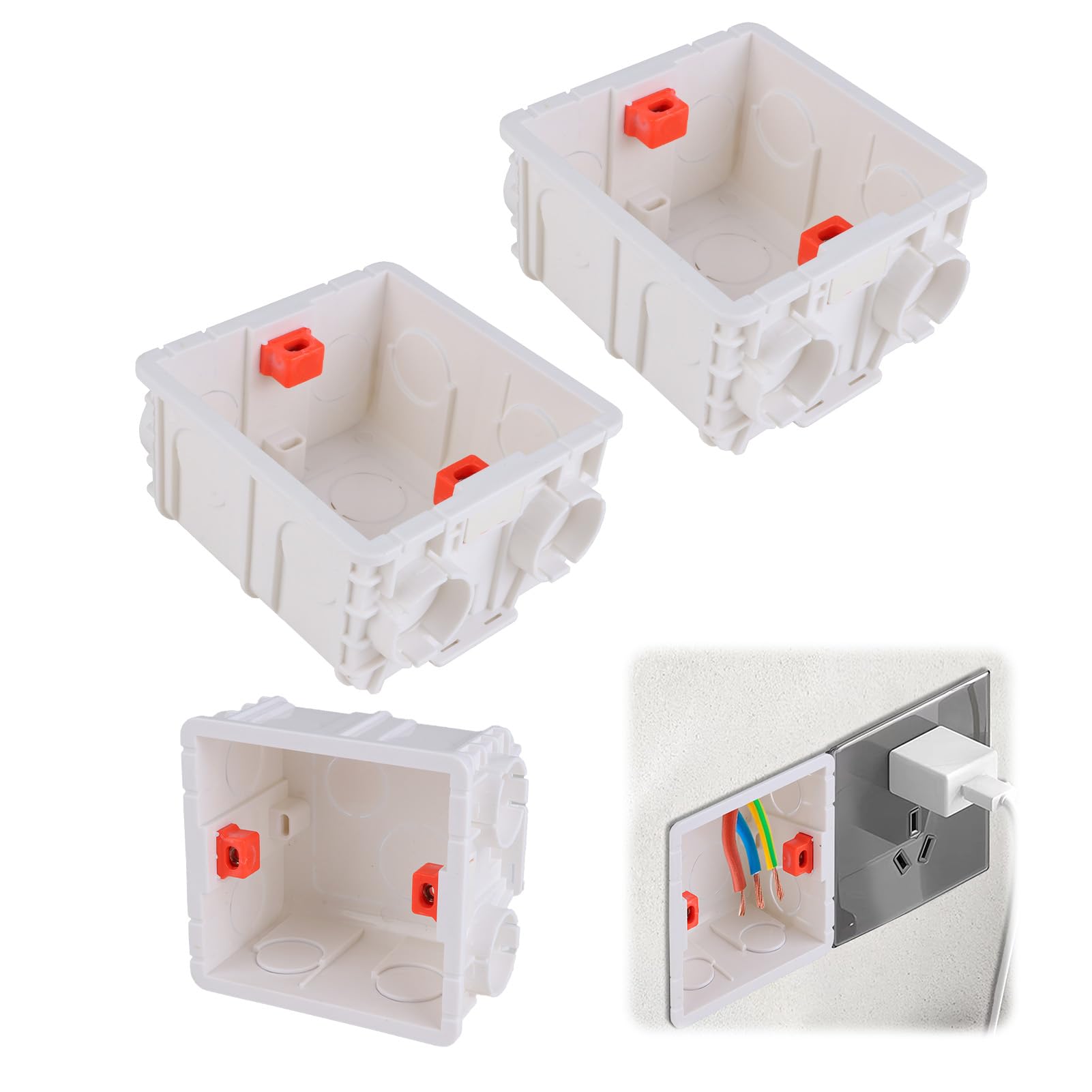 2 Gang Surface Mount Back Box Pattress 2Pcs, Pattress Box