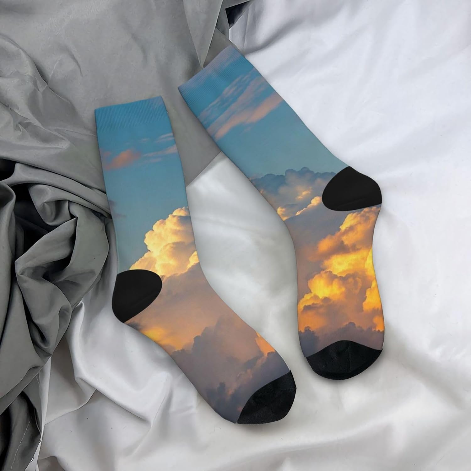 Socks for Women Men Warm Breathable Boot Socks Cloudy Sunset Sky Calf Socks Crew Sock for Hiking