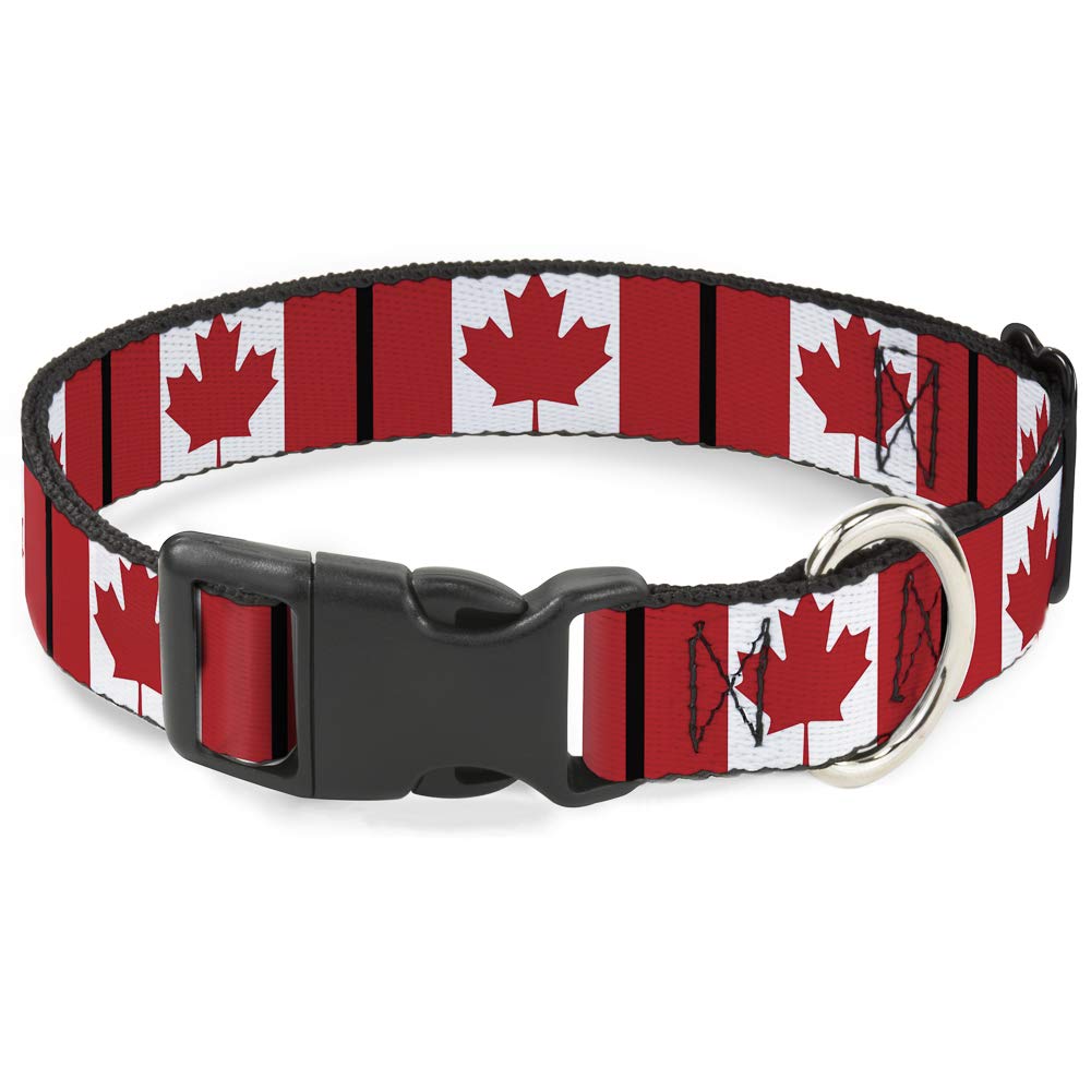 Buckle-Down PC-W30367-NS Canada Flags Plastic Clip Collar, Narrow Small/6-9",Multicolor
