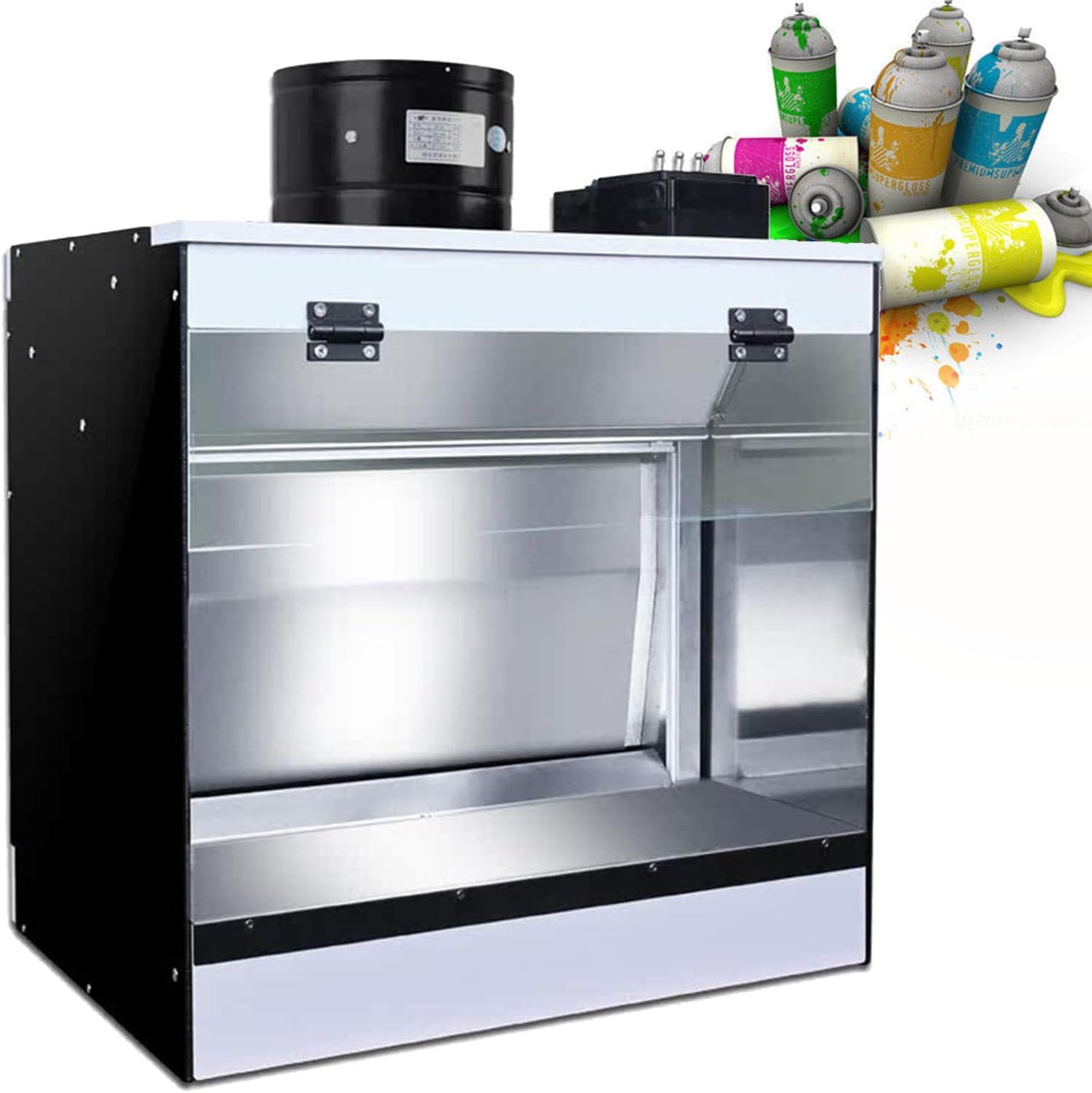 Craft Table Airbrush Booth,Airbrush Spray Booth with Waterfall,Led Lighting,with Water Curtain Exhausting Air,for Model,Shoes,Crafts,T-Shirt & Hobbies 58 * 50 * 40cm