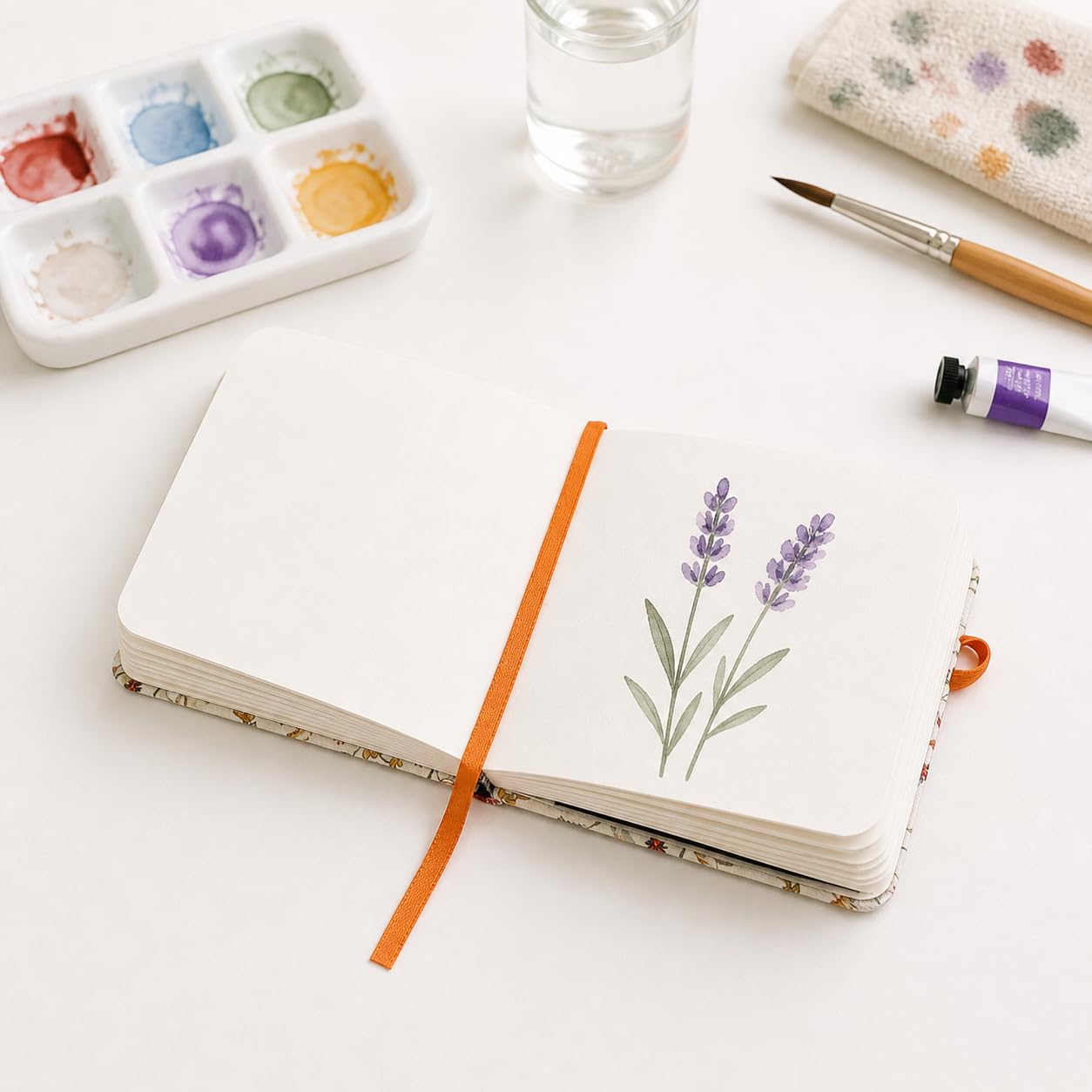 Sketchbook de viaje 12×12 cm – Libreta artística 300 gsm Hot Press con cubierta algodón 100% – Cuaderno de bocetos para acuarela, tinta, lápiz, óleo y acrílico portátil (Ramas)