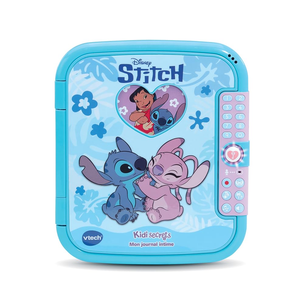 VTech - Disney, KidiSecrets Mon Journal Intime Stitch - Journal Intime Électronique avec Code, Carnet Secret, Feutre et 5 Jeux - Jouet Lilo et Stitch - Cadeau Enfant Dès 5 Ans - Contenu en Français