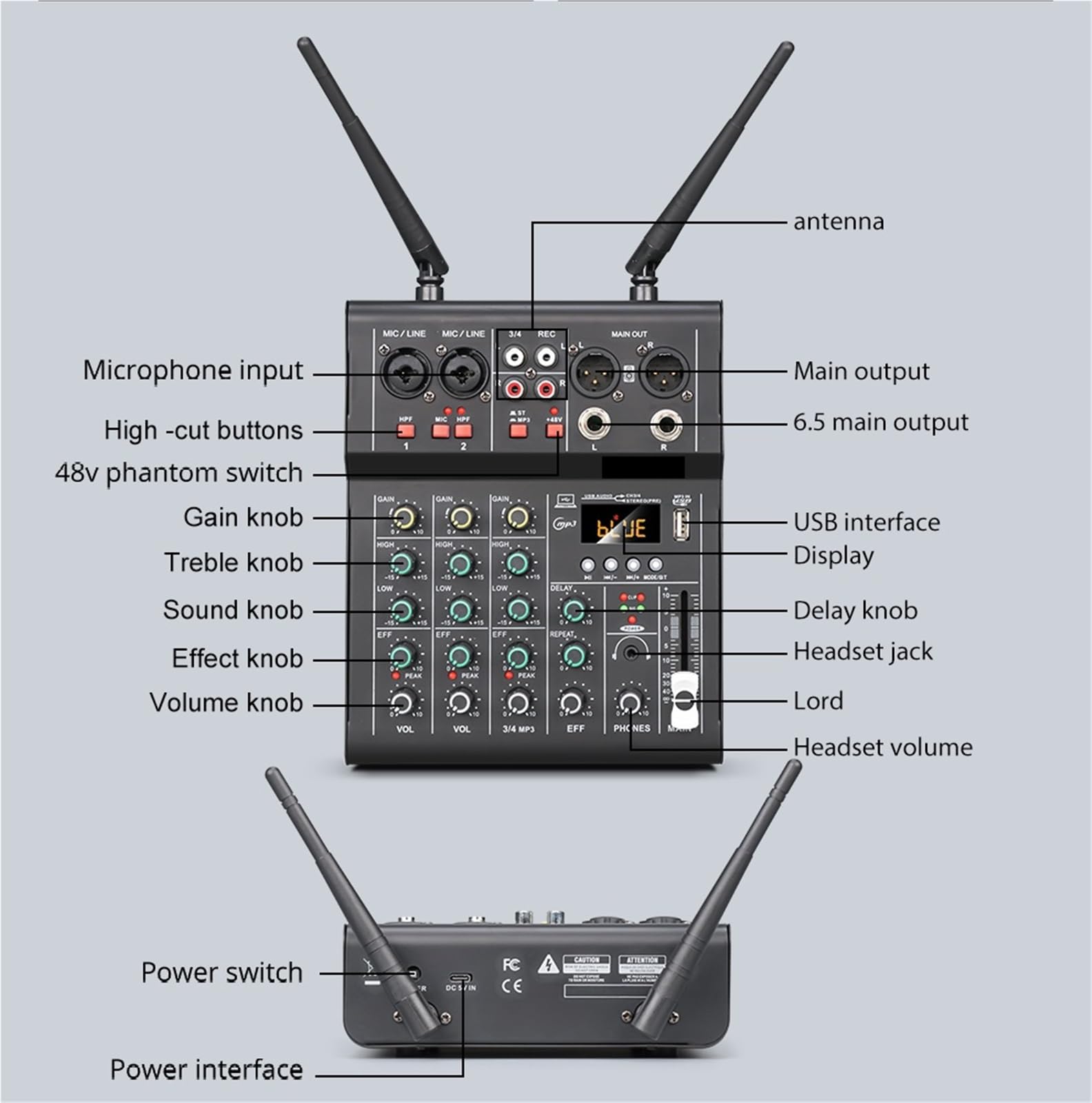 Controller DJ, Mixer a 4 canali, mixaggio DJ for, feste, studio di registrazione su computer(6-way)