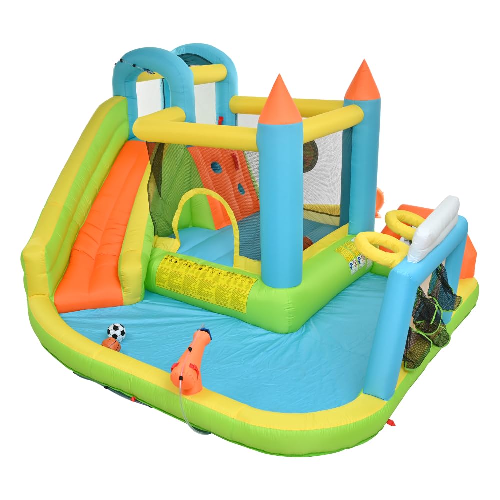 Castillo Hinchable con tobogán acuático y Piscina, Castillo Hinchable de Juegos acuáticos para Exteriores, Parque Infantil acuático con Ventilador, Juguete Hinchable Grande para niños (360x320x200cm)
