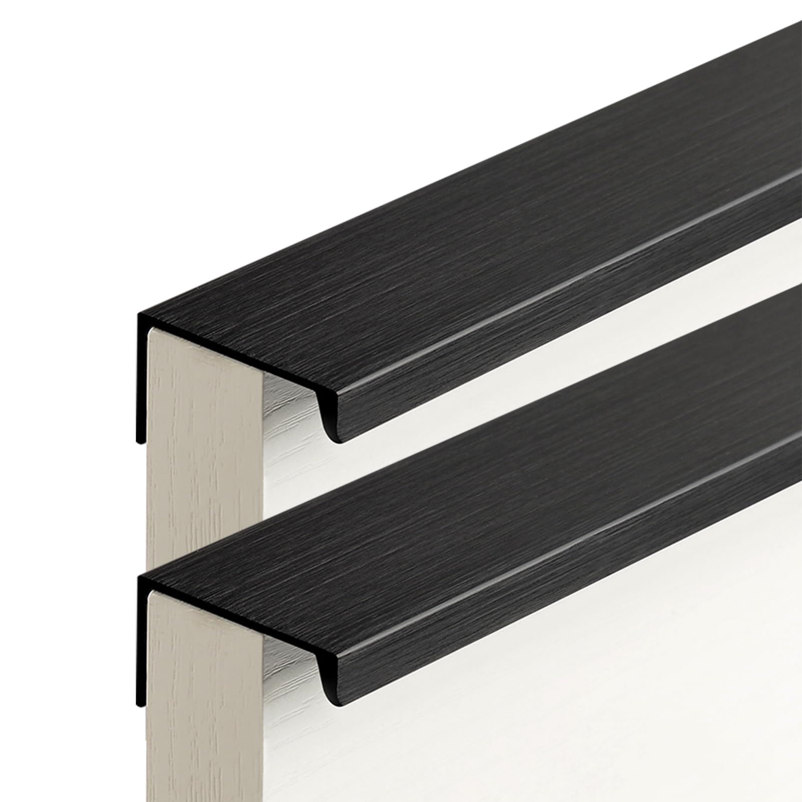 Aginos Brushed Black Cupboard Pull Handles Hidden Furniture Door Handles 2 Pcs Kitchen Drawer Handles For Cabinet Closets Bedroom Wardrobe, Aluminum Alloy (Length 1000Mm)