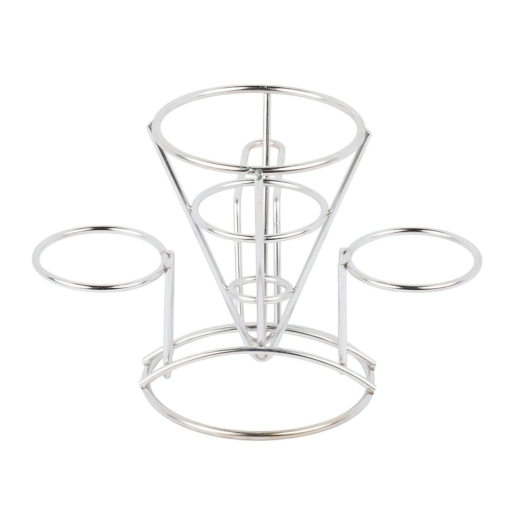 G.E.T. Enterprises 4-96282 Cone French Fry Holder with Two Sauce Cup Holders, Stainless steel