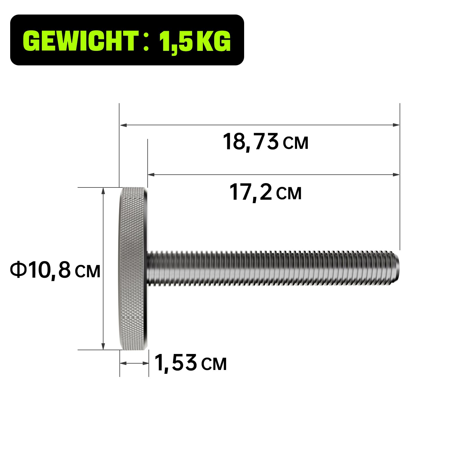 Eisenlink Śruby o długości 20 cm, 1 para do regulowanych kwadratowych hantli Eisenlink – zwiększenie maksymalnego obciążenia do 65 kg