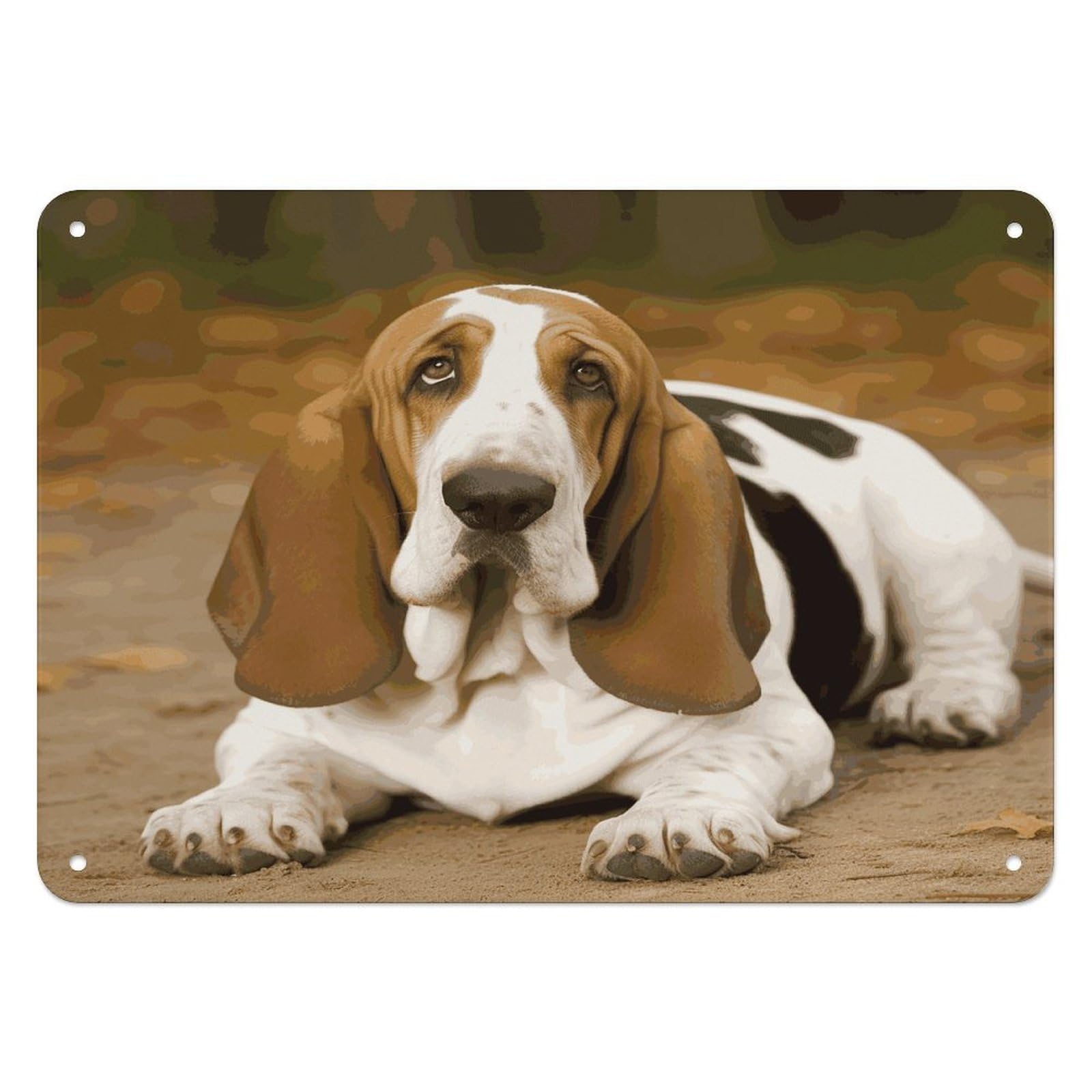 Fekiloot Style Basset Hound Wall Decor Iron Painting Metal Sign