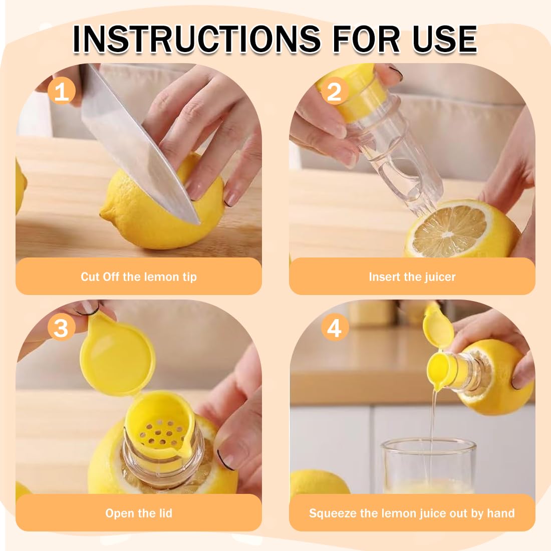 Exprimidores Manuales de Limón, Prensas para Cítricos con Tapa, Set de 2, Sin BPA, Lavables en Lavavajillas