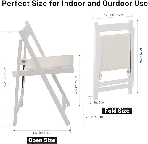 Miniatura 2 de Silla plegable acolchada moderna, sillas de fiesta de madera ensambladas, juego de 2 sillas de comedor ligeras en blanco, sillas de comedor