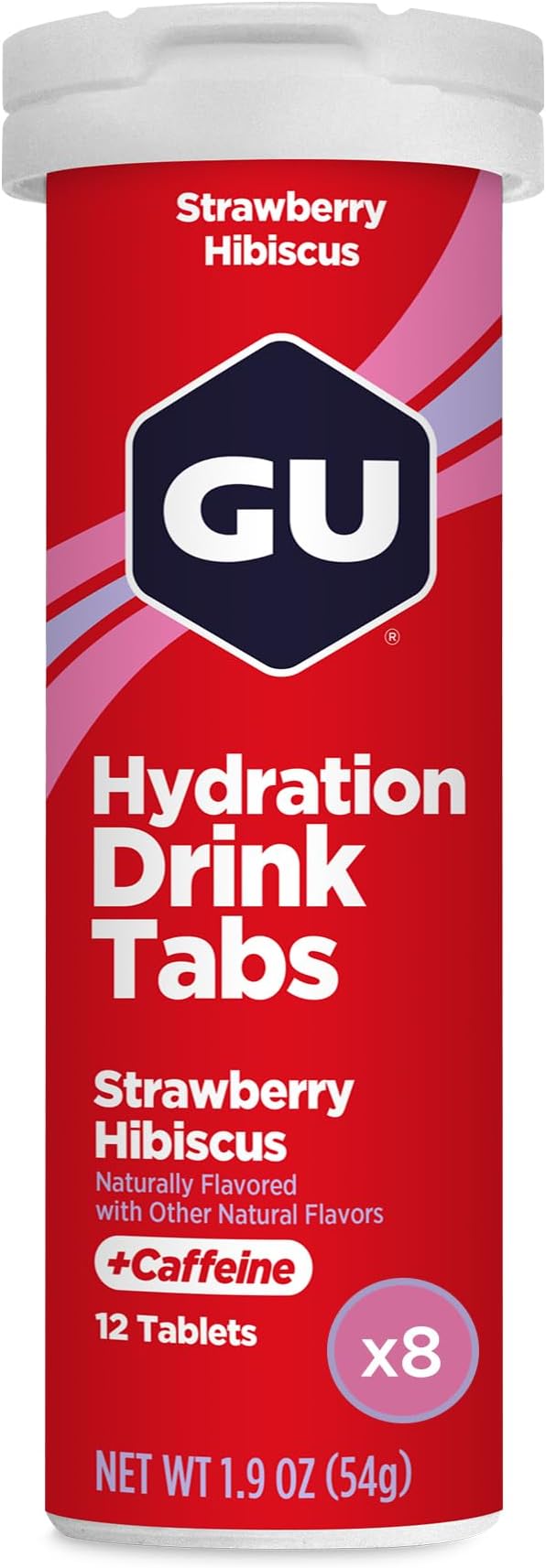 GU Energy Hydration Drink Tabs, Electrolyte Drink Tablets with Potassium, Strawberry Hibiscus - 96 Servings