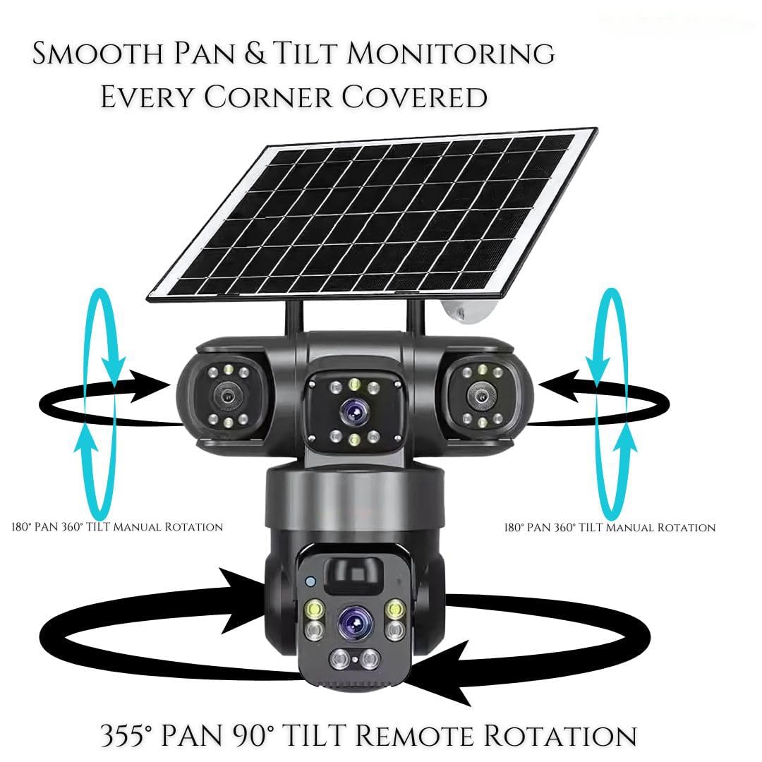 4G Solar Security Camera - 3 Lens HD Surveillance -6