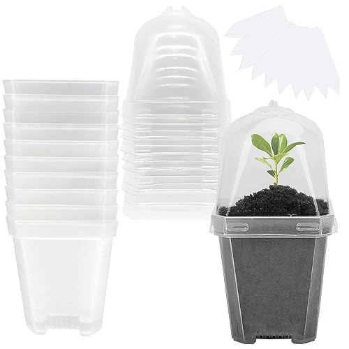 EBaokuup 10PCS Clear Plant Nursery Pots with Humidity Dome -