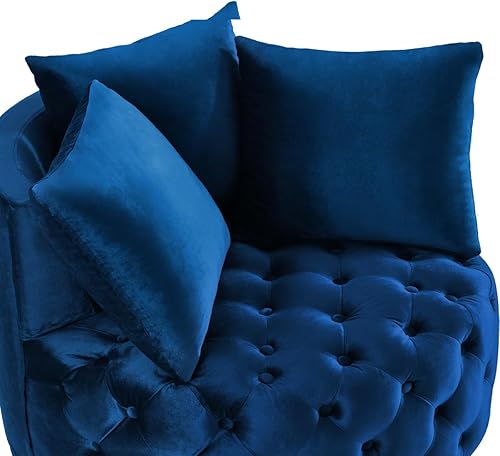 Miniatura 5 de 24KF Silla de ocio tapizada contemporánea, silla decorativa copetuda para sofá, sala de estar, hotel, con 3 almohadas, 7022 - champán