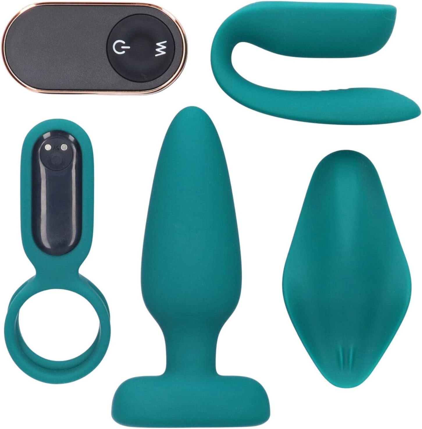 Couples Pleasure Kit - 6 Toys for Enhanced Foreplay & Penetration - Anal Plug, Vibrating Cock Ring, Couples Vibrator, External Vibrator - No Cords Remote - Blended Orgasms - Discreet Storage Bag