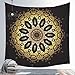 Produktbild Tapisserie Wandteppich Schwarzes gelbes Mandala Tapestry Mandala Tapisserie Bohemian Hippies Wandbehang Art Dekoration Wandtuch für Schlafzimmer Wohnzimmer Strandtuch Laken Tischdecke G1745-230X180cm