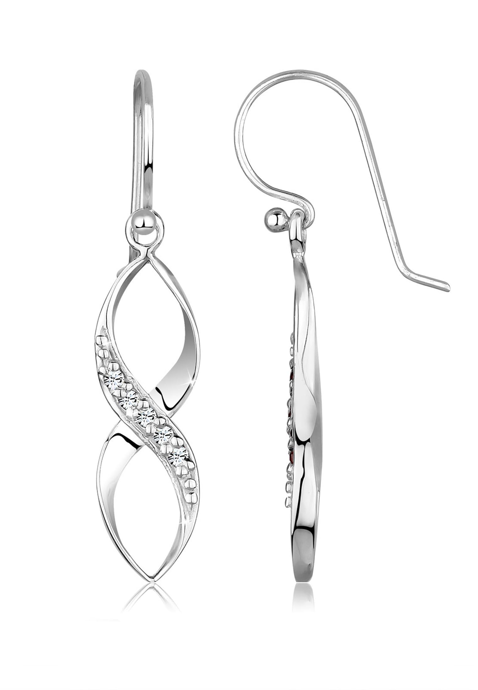 Elli Orecchini Donna Motivo Spirale in Filigrana con Cristalli in Argento Sterling 925