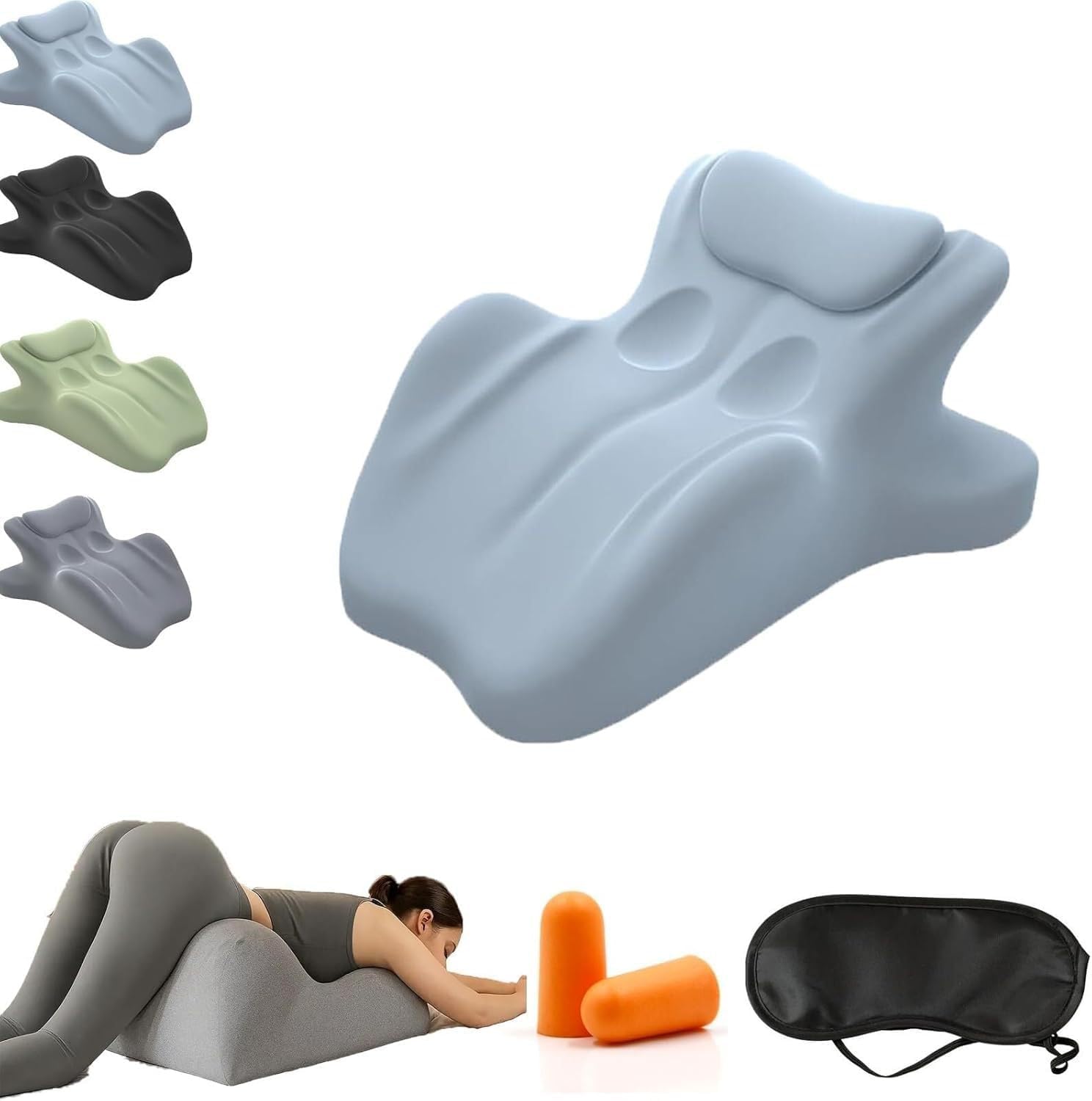 Sweet Spot Pillow, Ergonomic 27° Angle Perfect Position Couples Pillow,Perfect Instant Intimacy Pillows, Wedge Memory Foam Butt Cushion, Provides Waist and Neck Support (Black+Earplugs+Eye mask)