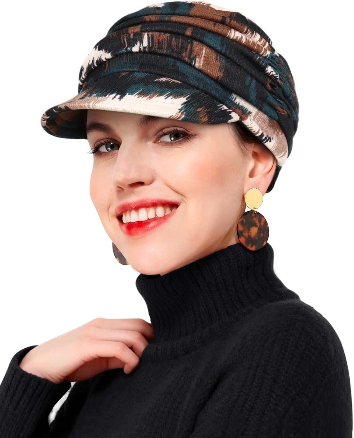 Newsboy Chemo Hat for Women - Winter Cap with Brim for Cancer & Alopecia - Image 2