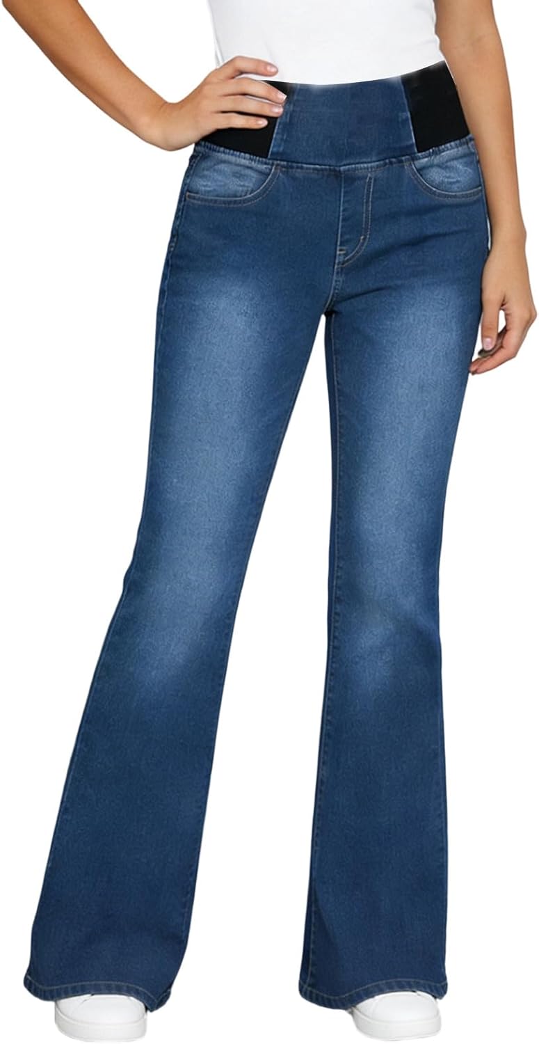 Flared Jeans for Women Flare Bell Bottom Jean High Waisted Wide Leg Bootcut Jeans Stretchy Denim Pants Elastic Jean