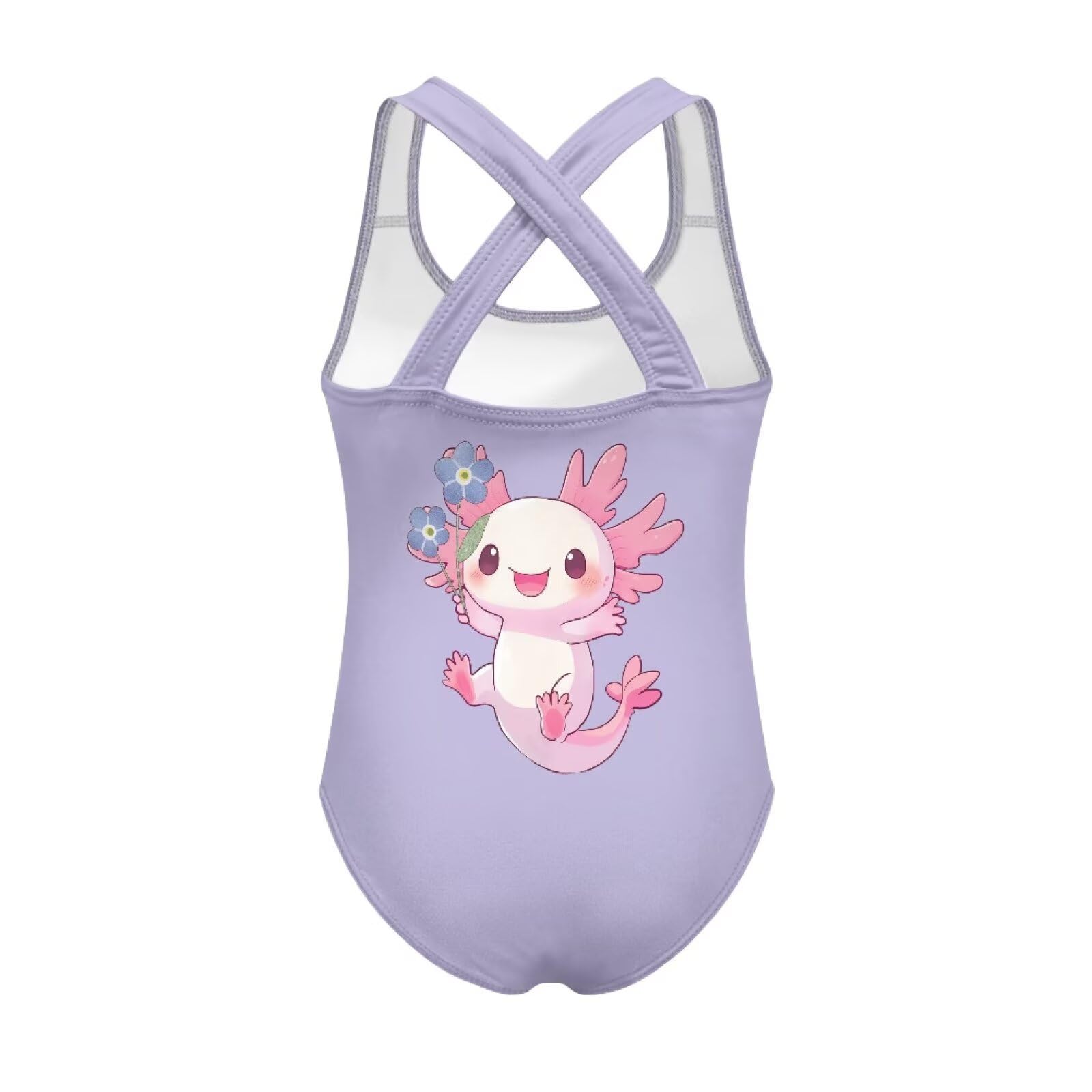 Viewamoon Girls' One-Piece Swimwear Cute Axolotl Bathing Suits for Toddler Girls One Piece Swimsuit 5-6 Quick Dry for Beach Water Park Surfing